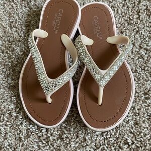 Capelli of New York Girls Light Pink Glitter Sandals